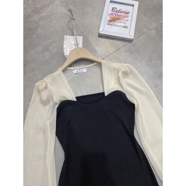 Váy Len Body Tay Phối Voan Siêu Xinh Có Ảnh Thật Kèm Video | BigBuy360 - bigbuy360.vn