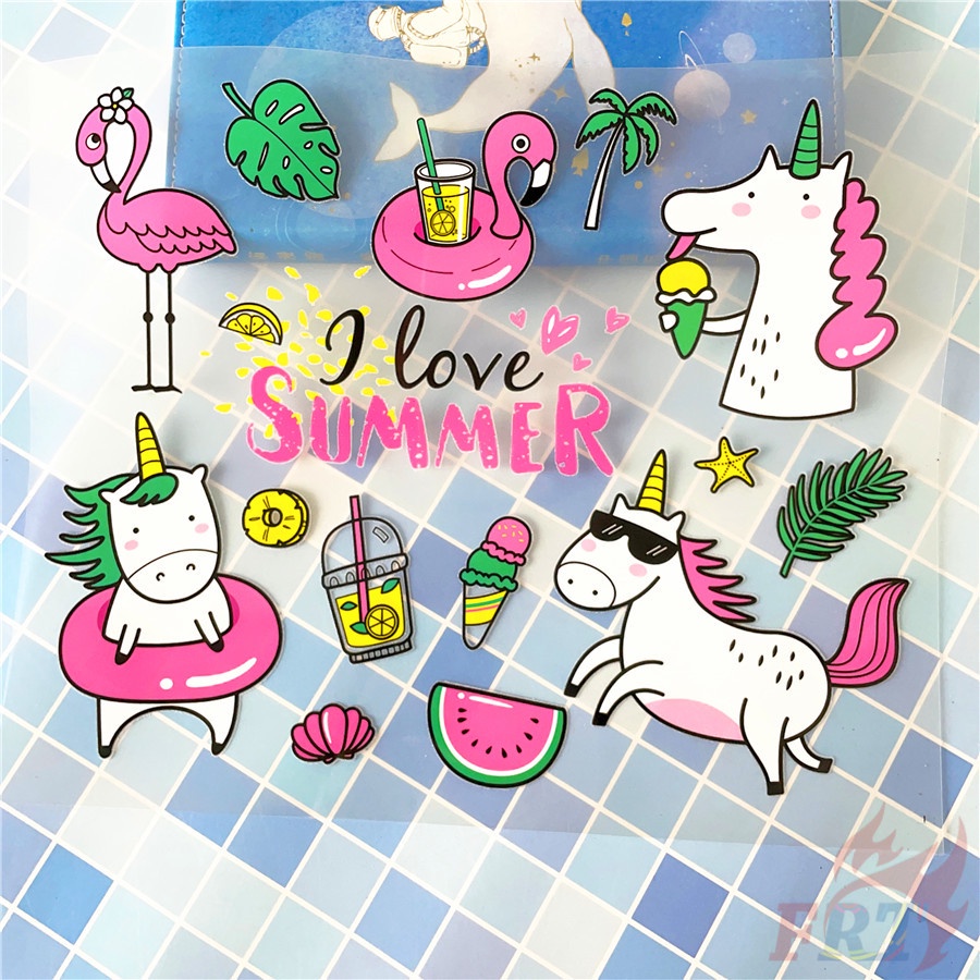 ✪ Tôi yêu Summer!Miếng Dán Vinyl Hình Kỳ Lân &amp; Hồng Hạc: Dễ Thương ✪ 1 Miếng Dán Trang Trí Công Tắc Nhiệt