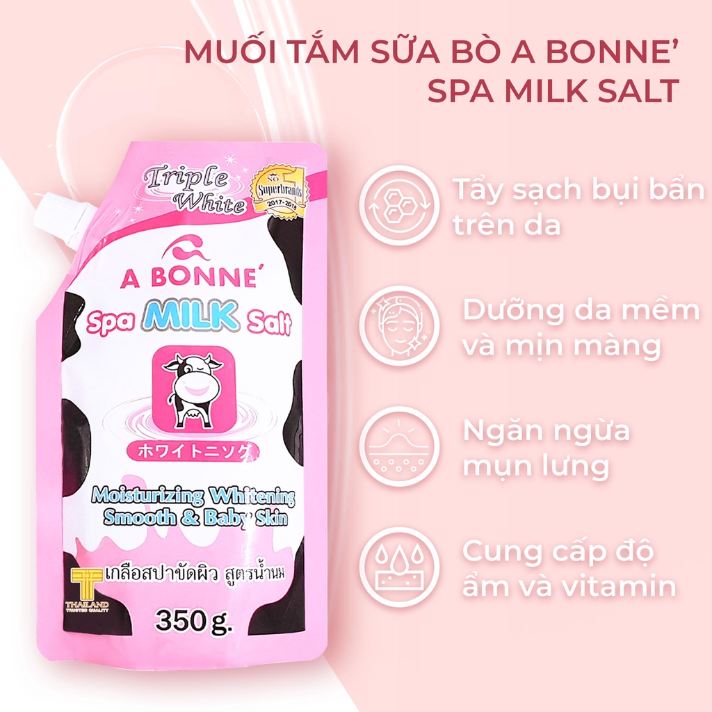 (CHÍNH HÃNG) Muối Tắm Sữa Bò Tẩy Tế Bào Chết A Bonne Spa Milk Salt Thái Lan 350gr