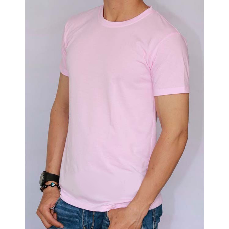 ÁO THUN TRƠN CỔ TRÒN MÀU HỒNG NHẠT TAY NGẮN NAM NỮ ( CÓ CẢ SIZE EM BÉ ) ATH13