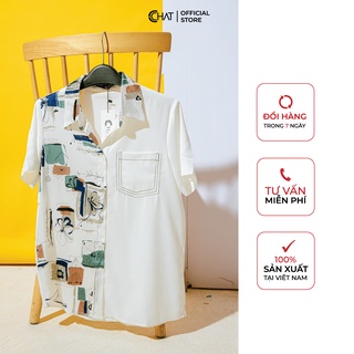 Áo sm hoạ tiết túi trần chỉ Cchat