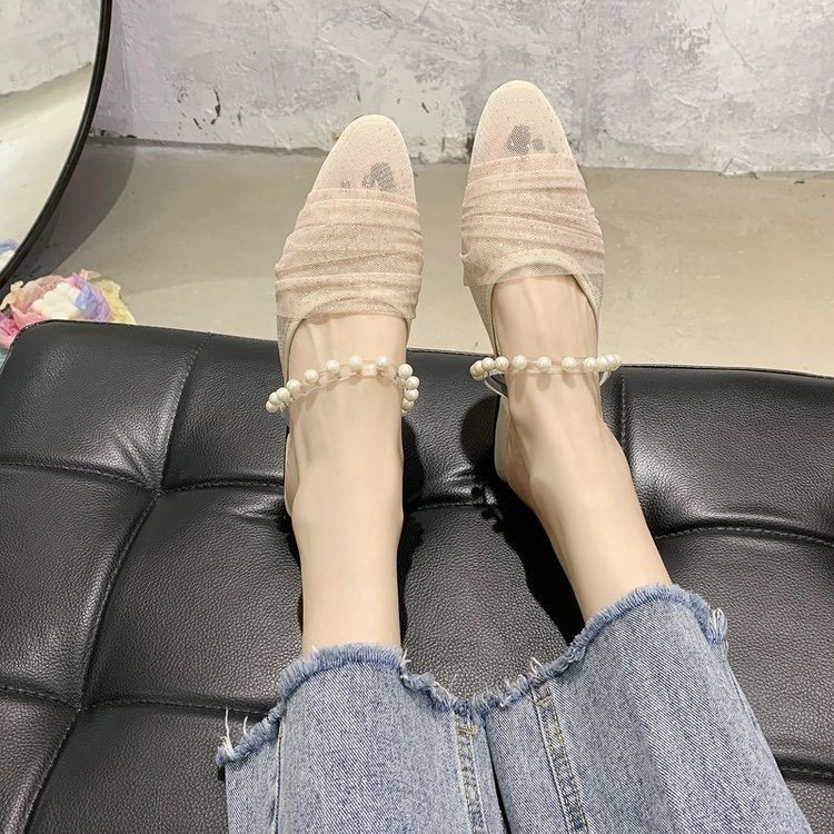 XẢ KHO (S99) Sandal mũi ren kim sa quai ngọc (mã 5566)