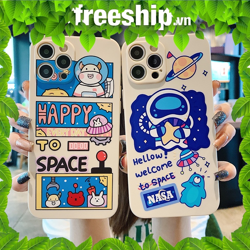 Ốp lưng iphone 11 pro max hình phi hành gia ốp iPhone chất dẻo vuông cạnh bảo vệ cam 6/6plus/7plus/8/x/xsmax/12promax/12