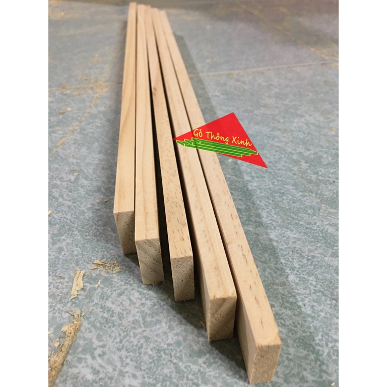 Bó 5 thanh gỗ thông dài 50cm, rộng 3cm, dày 1.5cm láng đẹp 4 mặt dùng đóng thùng trang trí, làm nẹp