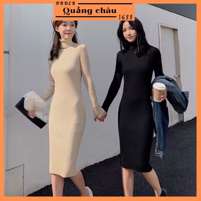 Váy Len Cổ Lọ Dáng Body Dài Cho Nữ Mẫu Mới