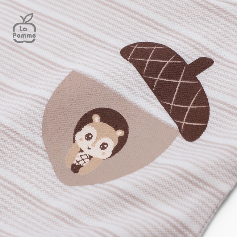 Bộ đồ dài tay La Pomme Sóc và Hạt dẻ nhỏ - Kẻ nâu