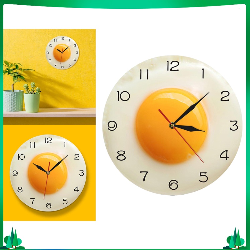 Wall Clock,Breakfast Food Poached Egg Dining Room Wall Watch,Fried Egg Kitchen Quartz for Family/Restaurant/Coffee Shop/Bathroom/Children\'s Room