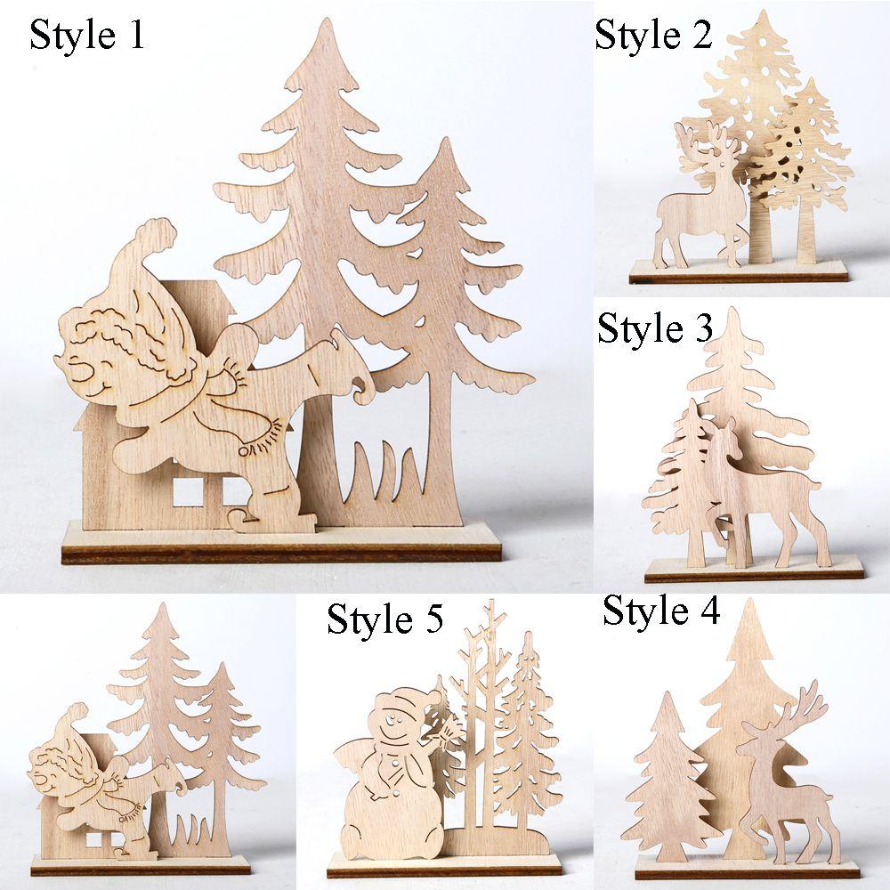 1 Bộ Phụ Kiện Trang Trí Giáng Sinh Bằng Gỗ Hình Người Tuyết Tuần Lộc DIY