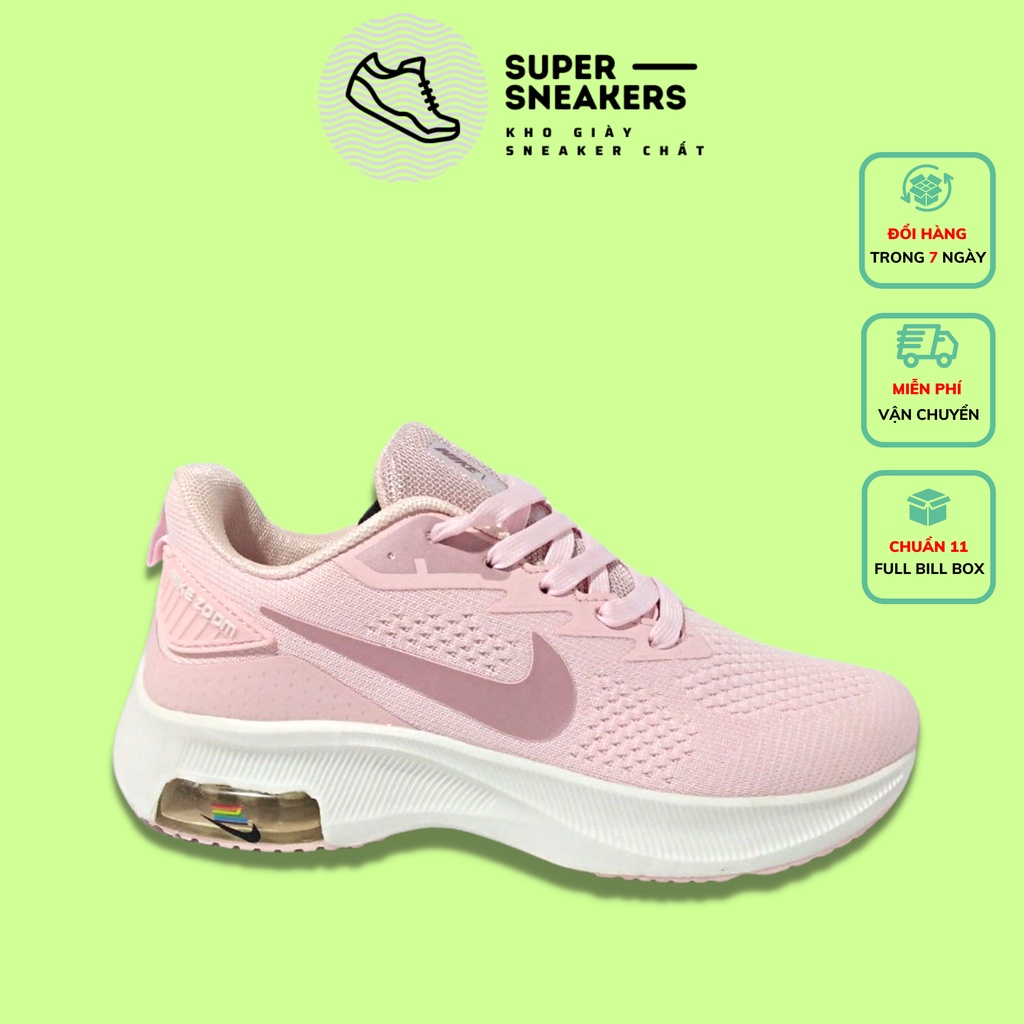 Giày 𝗡𝗶𝗸𝗲 𝗭𝗼𝗼𝗺 Nữ Thời Trang Màu Hồng Siêu Nhẹ, Giày Thể Thao Nike Zoom Nữ Bản Gắn Logo Đế Full Box