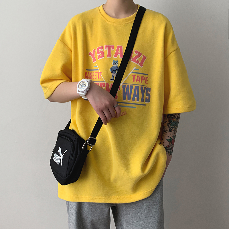 Áo thun tay ngắn cổ tròn chất liệu Cotton in họa tiết thời trang mùa hè cho nam