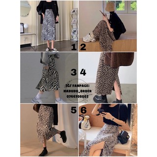 [order10-20 ngày] chân váy midi dài hoạ tiết da báo,  sọc ngựa vằn