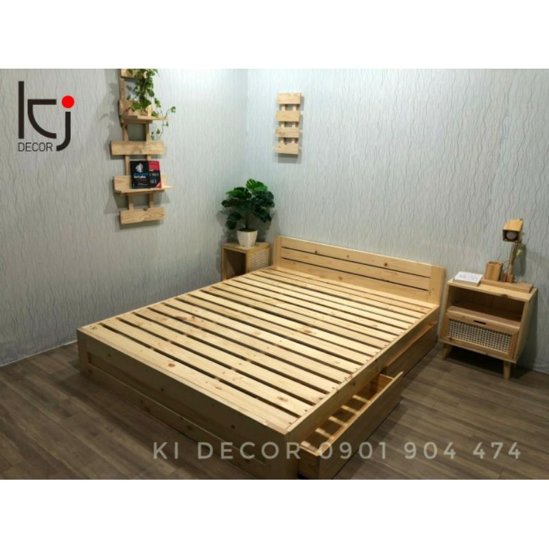 - GIƯỜNG GỖ TỰ NHIÊN CÓ NGĂN KÉO