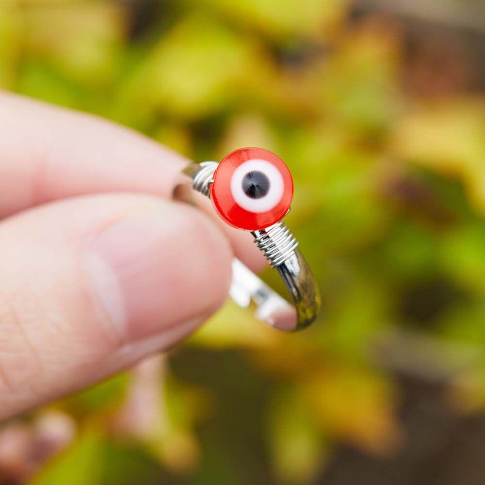 Nhẫn Kim Loại Mặt Kính Xanh Dương Đính Hạt Kim Loại Nhiều Màu Phong Cách Punk Hip Hop MXGOODS