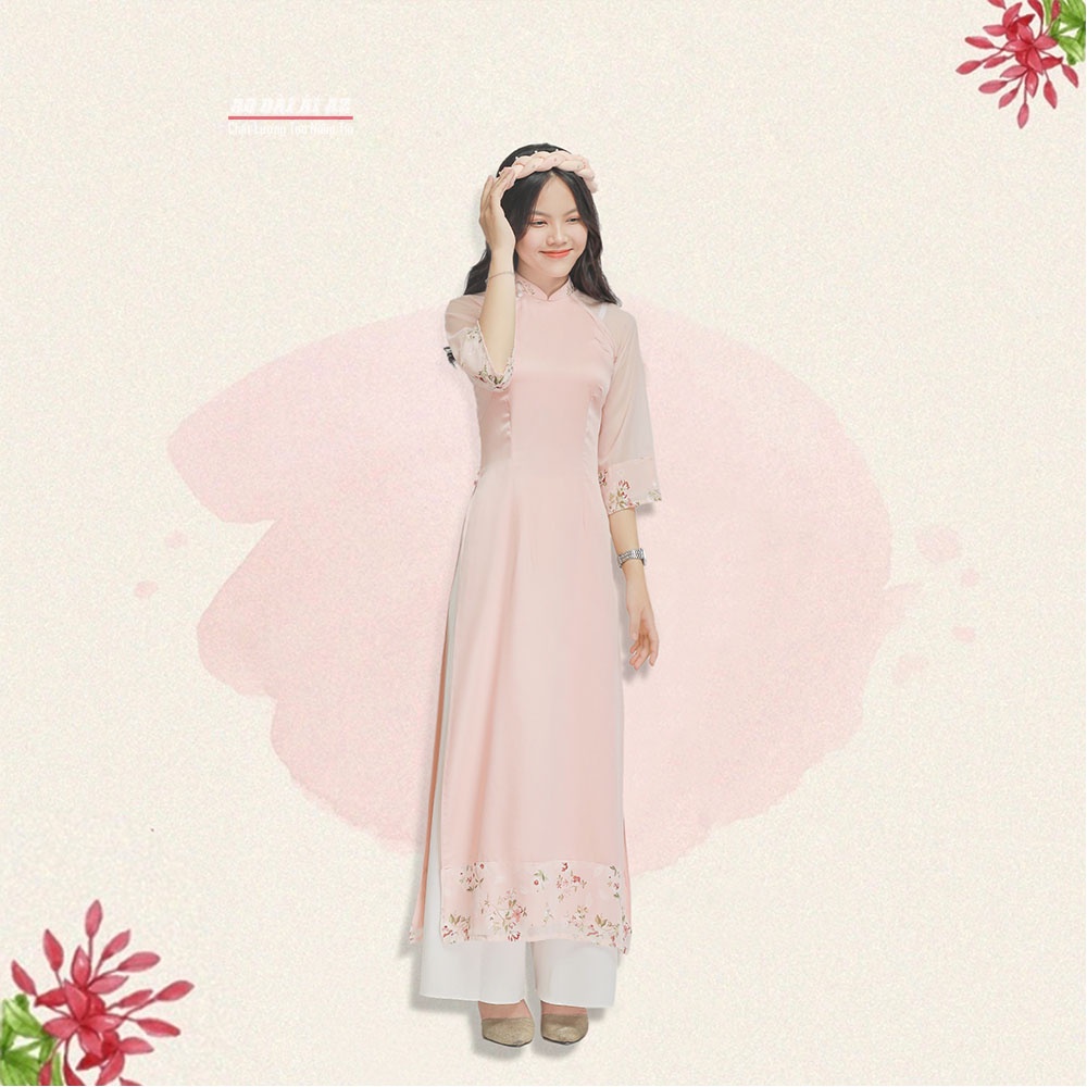 Áo Dài Cách Tân Nữ Tay Ngắn Hoa Nhí TK08