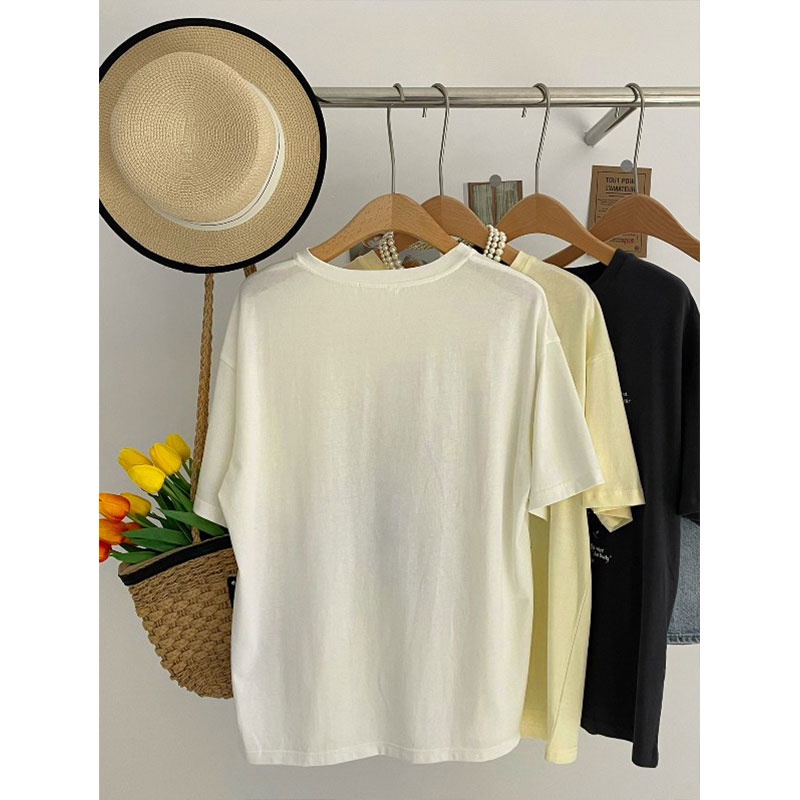 NRVP Áo thun cotton tay ngắn cổ tròn thời trang mùa hè phong cách Hàn Quốc cho nữ