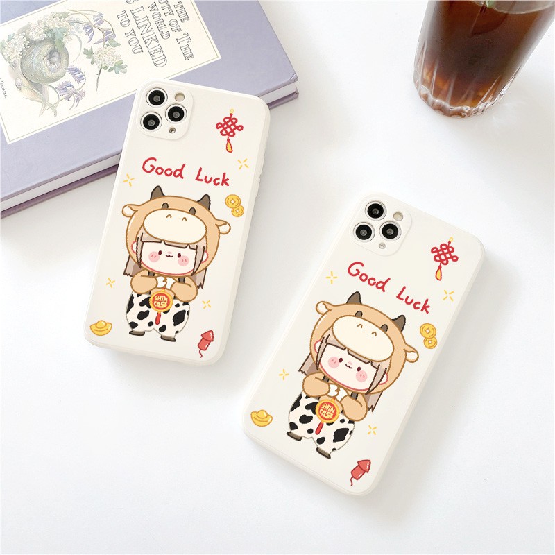 Ốp lưng iphone Bé Bò Cute cạnh vuông 5/5s/6/6plus/6s/6splus/7/7plus/8/8plus/x/xs/11/12/pro/max/plus/promax