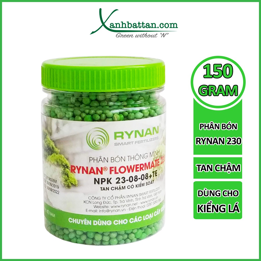 Phân tan chậm thông minh RYNAN 230 dưỡng lá xanh, bổ sung dinh dưỡng cho cây kiểng lá