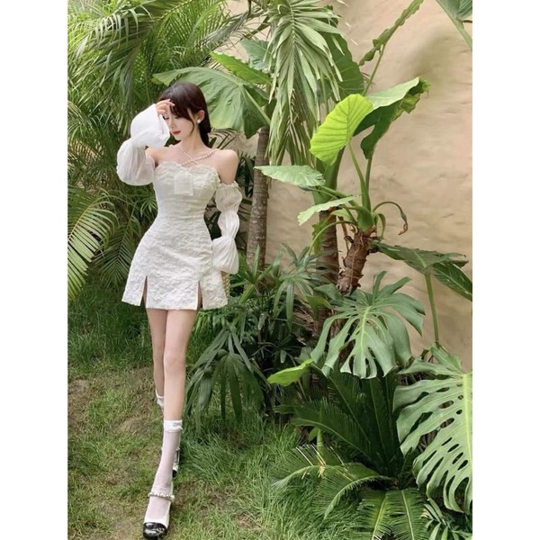 ĐẦM GẤM 2 DÂY CHÉO CƯỜM DỰ TIỆC