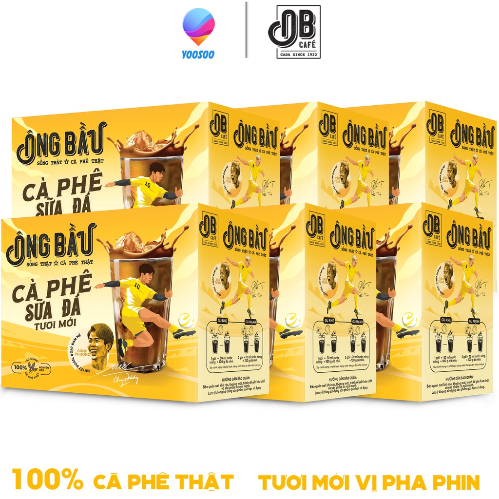 Combom 06 Hộp/ 60 Gói Cafe - Cà Phê Sữa Đá Tươi Mới Ông Bầu Hộp 240g – Thương hiệu NUTIFOOD – YOOSOO MALL