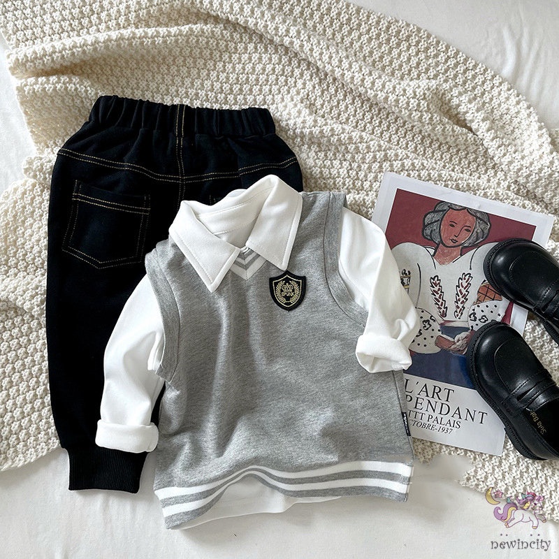 Áo ba lỗ không tay cổ chữ V phong cách mùa đông Hàn Quốc cho bé trai