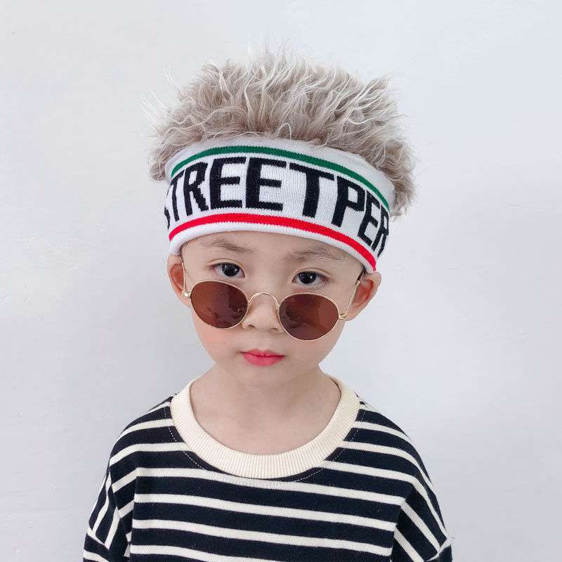 Mũ Len Đội Đầu Phối Tóc Giả Thời Trang Phong Cách Hip hop Cho Bé