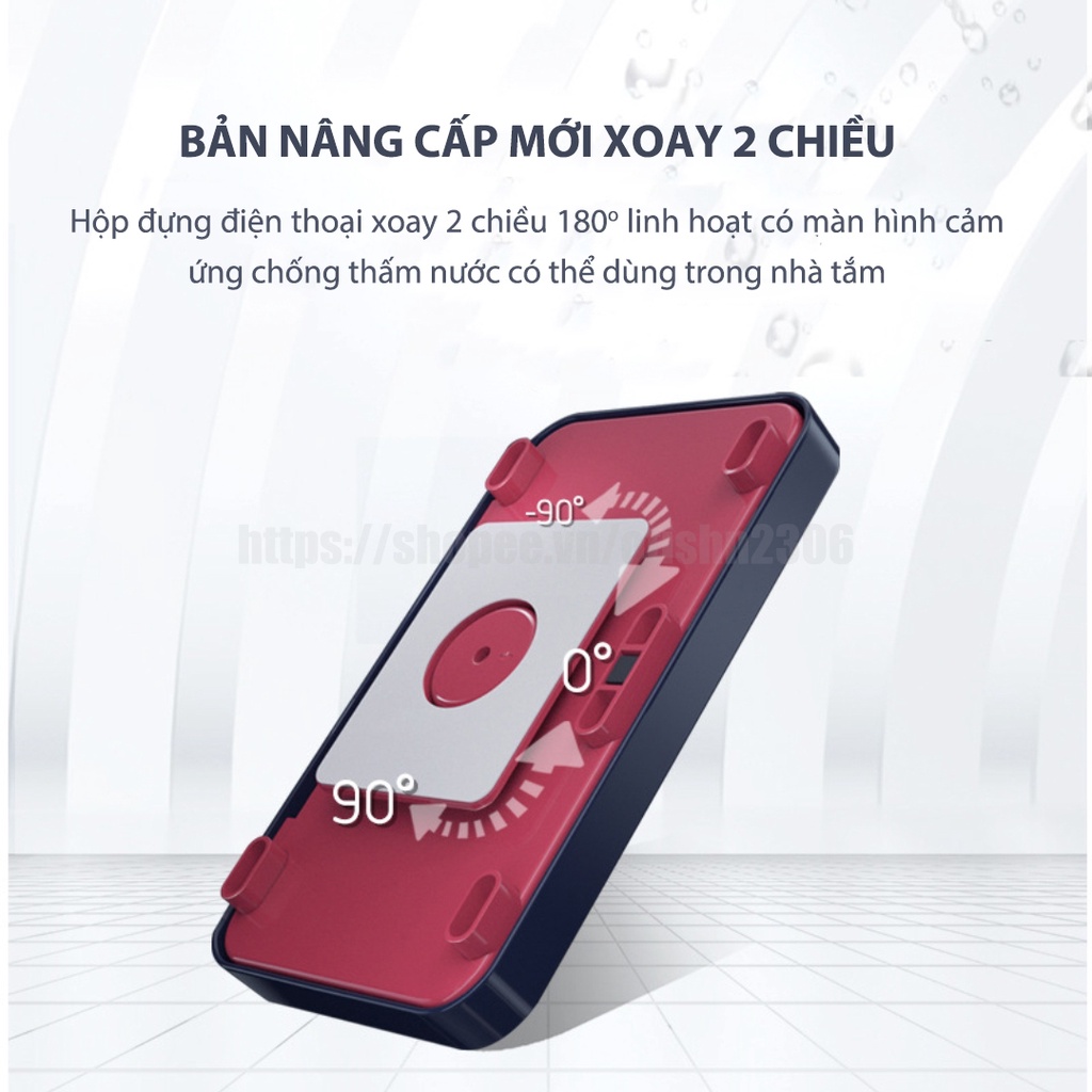 [PHIÊN BẢN NÂNG CẤP XOAY 2 CHIỀU] Hộp Đựng Điện Thoại Chống Thấm Nước Phòng Tắm, Bếp Hộp Treo Tường Màn Hình Cảm Ứng