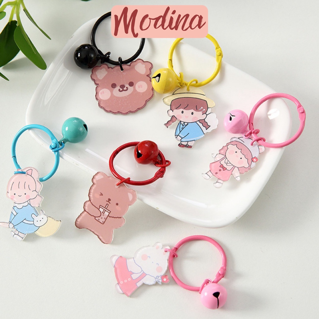 Móc chìa khóa cute, móc khóa cute giá rẻ hình hoạt hình dễ thương kèm chuông may mắn