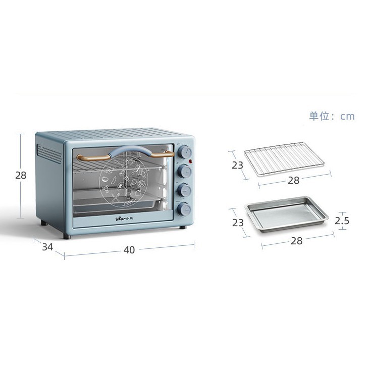 Lò nướng chính hãng Bear DKX-C20D1, dung tích 20 lít, dùng để nướng và quay thực phẩm, độ bền cao