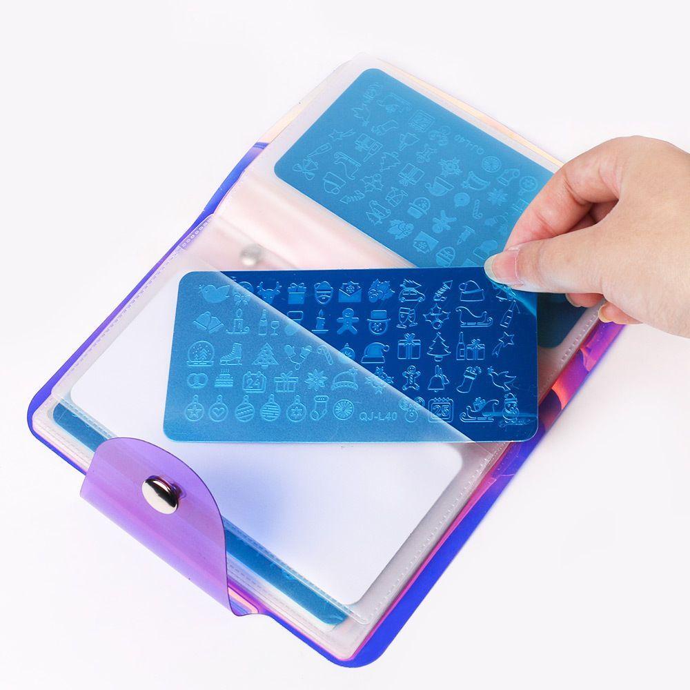 FORBETTER Túi Rỗng Đựng Thẻ Tem In Móng Tay Nghệ Thuật 20 Ngăn Bằng Thép Laser Hình Chữ Nhật
