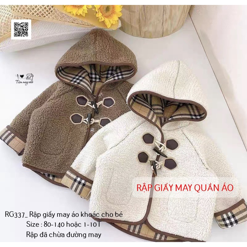 RG337_Rập giấy may áo khoác tay raglan cho bé