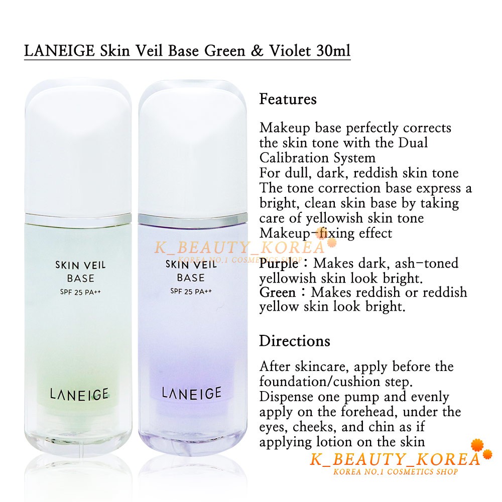 [Hàng mới về] Kem nền da tím & xanh lá LANEIGE 30ml | BigBuy360 - bigbuy360.vn