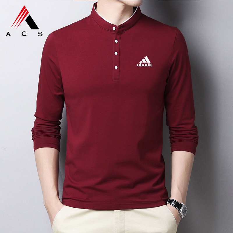 Áo Thun Polo Thời Trang Mới Nam Cổ Áo Bóng Chày Cotton Dài Tay Áo Thun Thể Thao Giản Dị Hàng Đầu