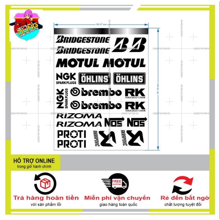 LOGO STICKER IN DECAL TRONG(KO DÁN XE ĐEN) - DUNG DECAL