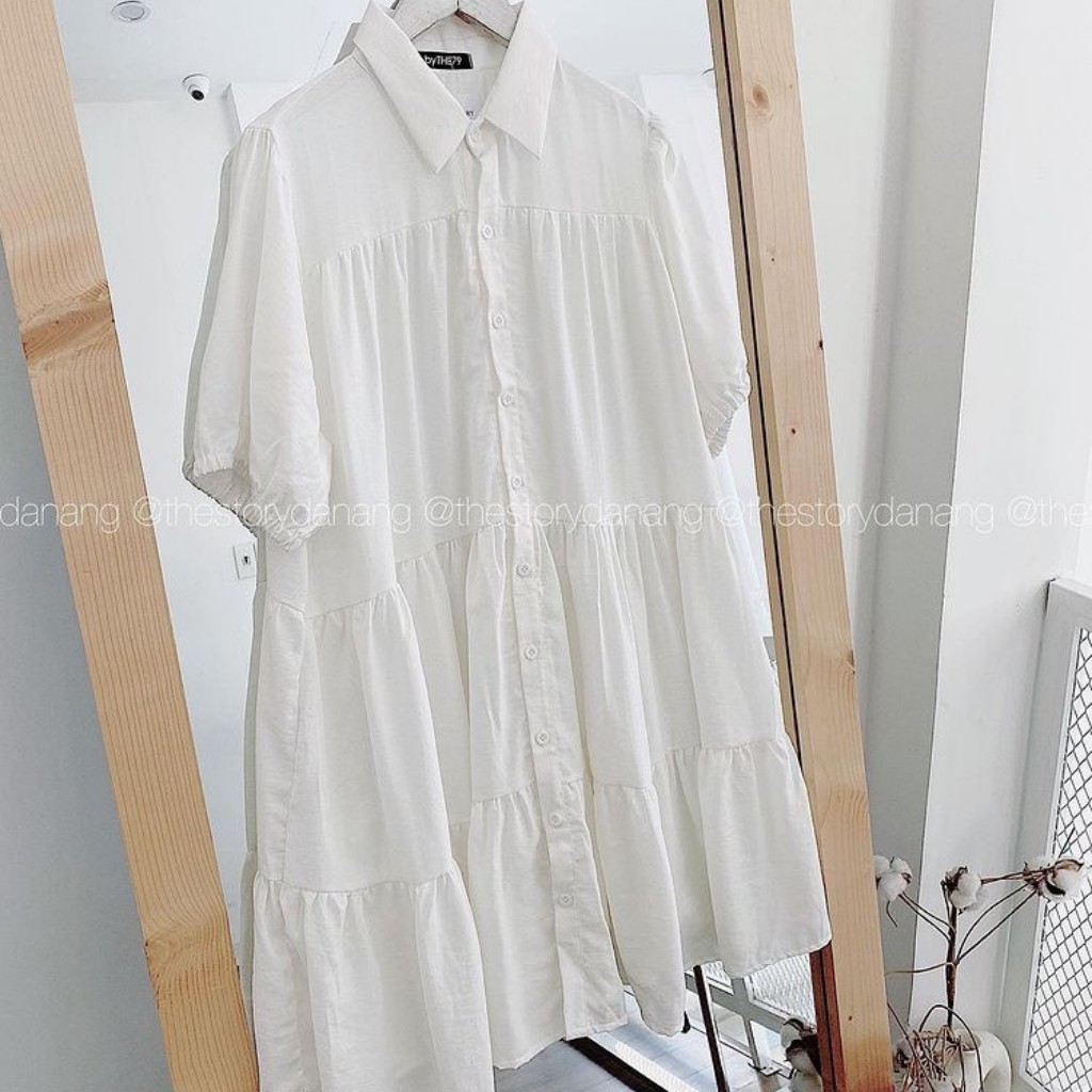 VÁY SƠ MI BABYDOLL ULZZANG CỔ ĐỨC DÁNG XÒE CHO NỮ / ĐẦM CỘC TAY TAY BỒNG XINH XẮN