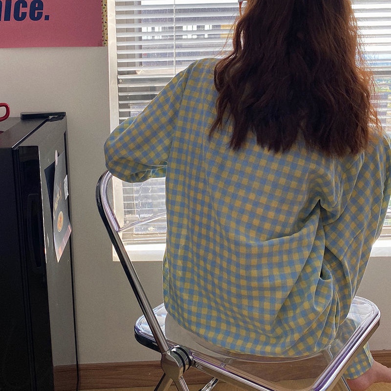 Set đồ ngủ 2 món tay dài phong cách Hàn Quốc thời trang