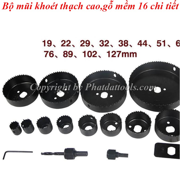 Bộ mũi khoét gỗ 10 chi tiết - Bộ mũi khoét chuyên dùng với thạch cao và gỗ mềm.