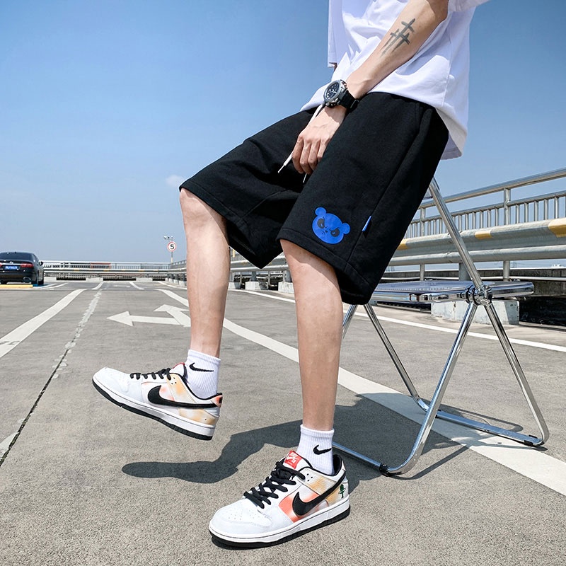 Quần Short Dây Rút Ống Rộng In Họa Tiết Đơn Giản Cho Nam