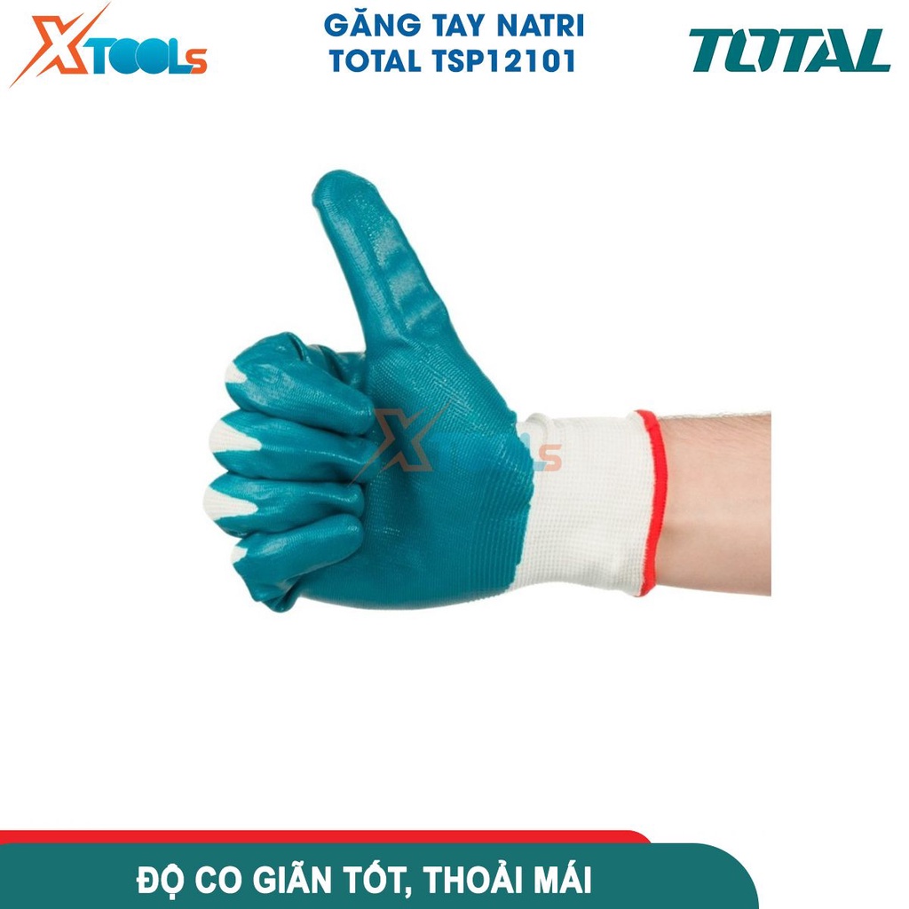 Găng tay chống dầu cao cấp TOTAL size XL bao tay bảo hộ lao động phủ nitrile chống trơn trượt
