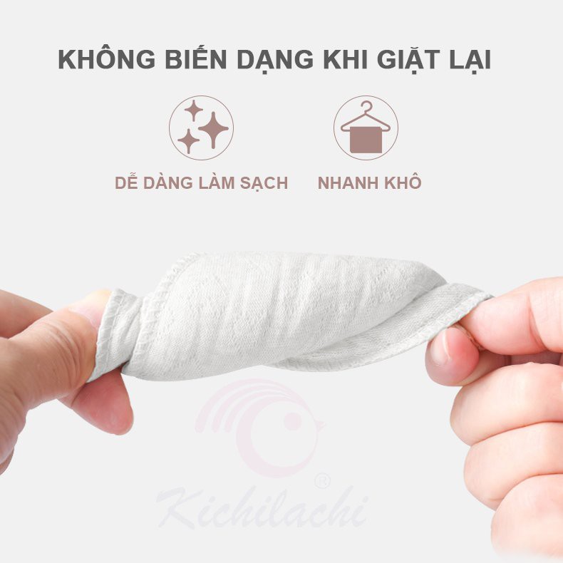 Miếng Lót Thấm Sữa Giặt Được Kichilachi Bằng Vải, Miếng Dán Thấm Sữa Siêu Thấm Hút [8 MIẾNG/HỘP]