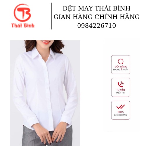 Ao sơ mi Trắng Thái Bình dài tay 039 chất vải cotton lạnh không bài không xù