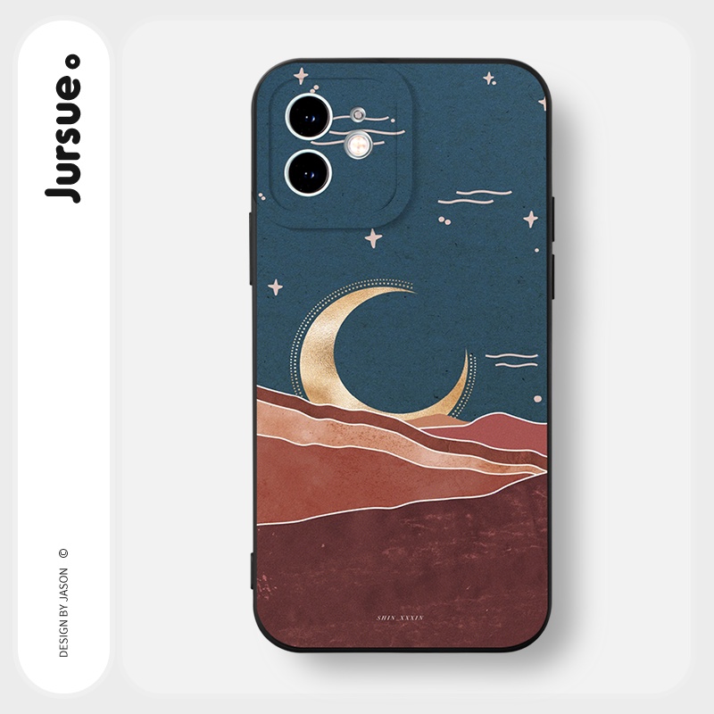 Ốp lưng JURSUE mềm hình cặp đôi dễ thương đẹp đen Cho iPhone 14 13 12 11 Pro Max SE 2020 X XR XS 8 7 ip 6S 6 Plus Y2373