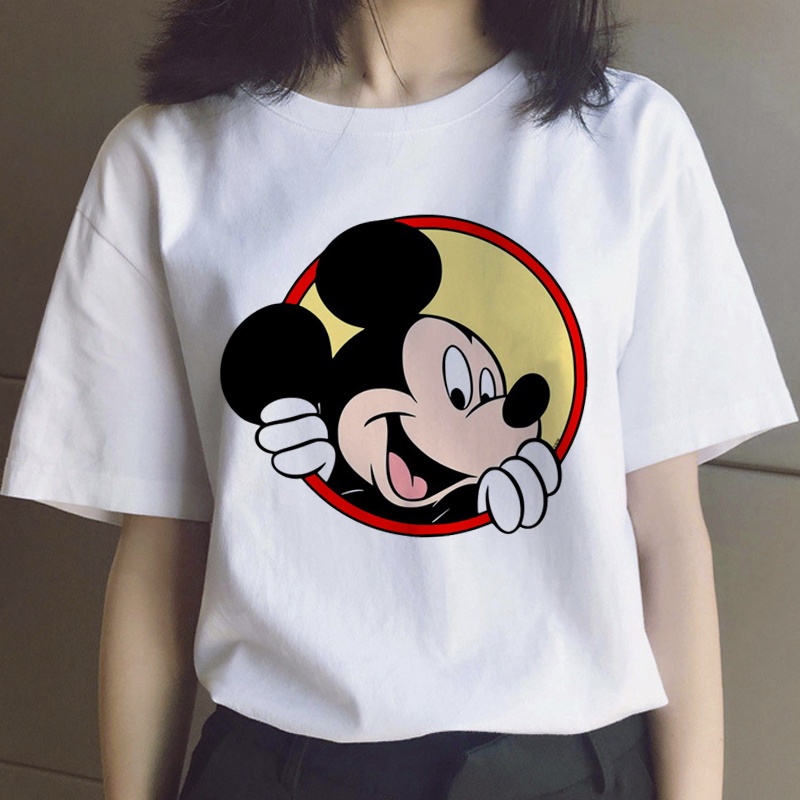 Áo thun tay ngắn in hình chuột Mickey Minnie dễ thương cho cặp đôi