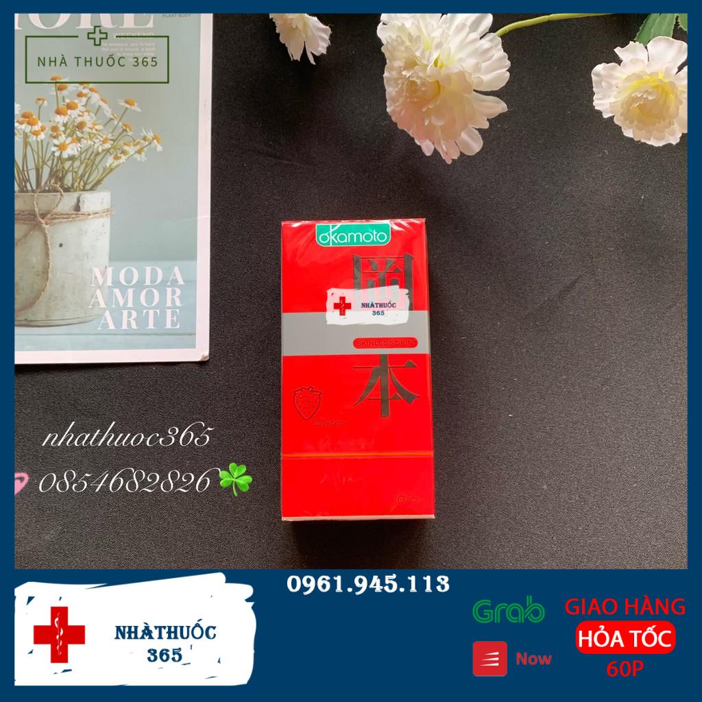 Bao cao su Okamoto Strawberry siêu mỏng hương dâu quyến rũ hộp 10 chiếc