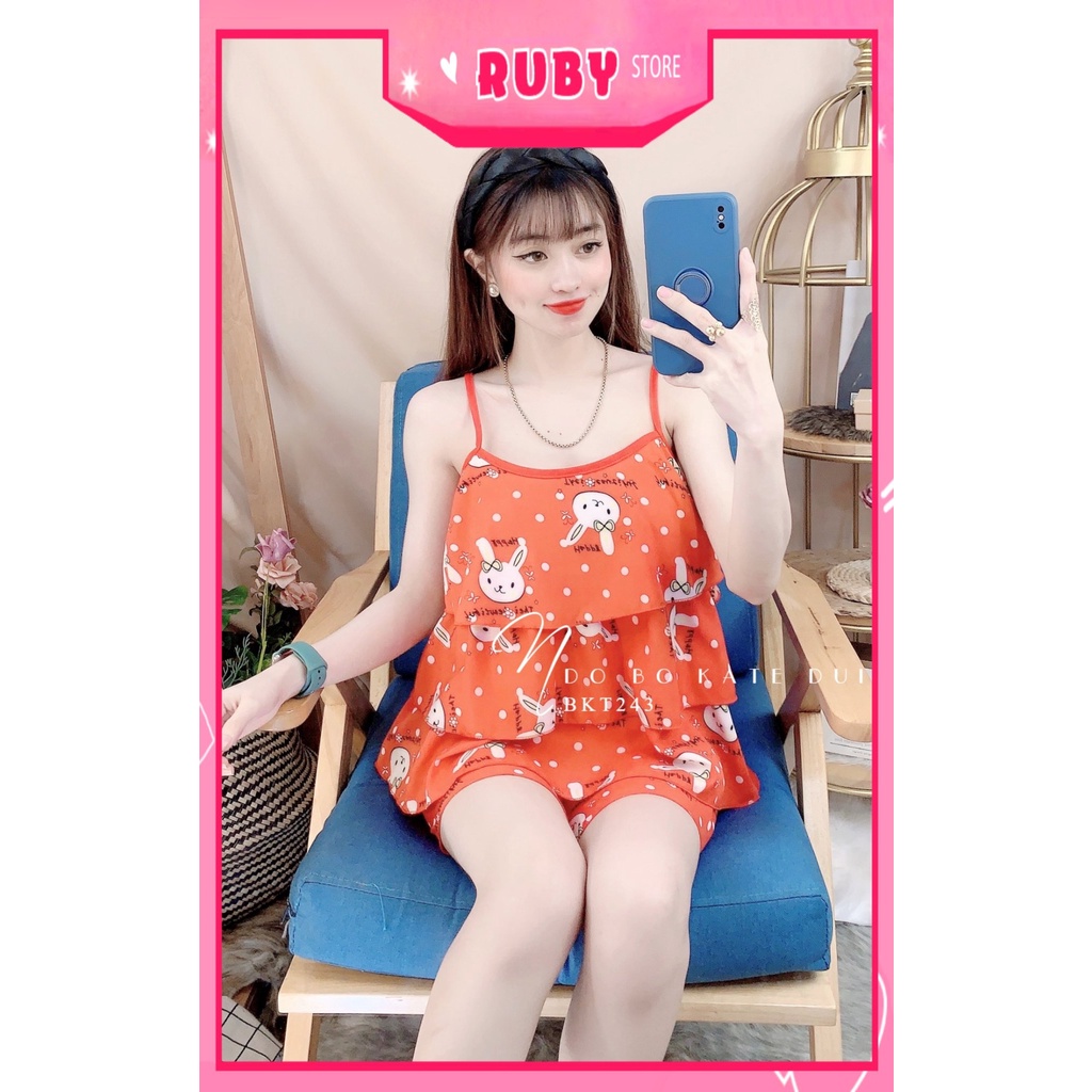 Đồ bộ nữ mặc nhà chất kate mềm mịn in hình hoạt hình dễ thương BKT243