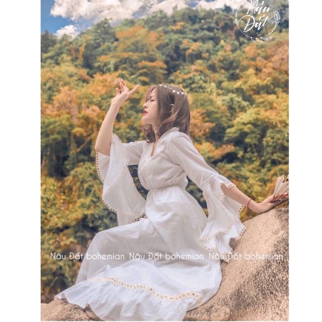 Đầm maxi tay loe