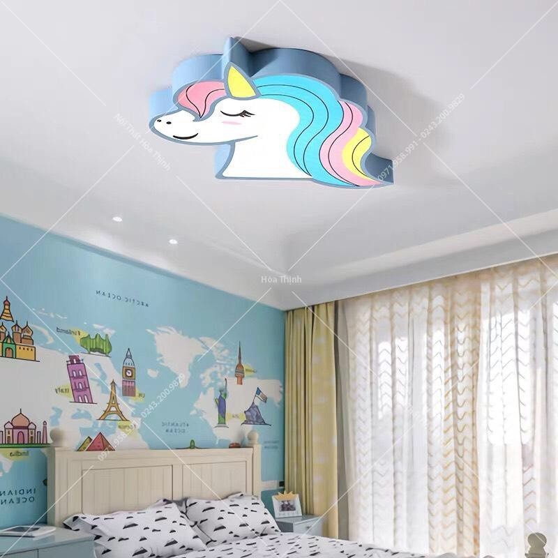 Đèn trẻ em ngựa Pony, đèn trần trang trí phòng ngủ trẻ em, 3 chế độ ánh sáng, bảo hành 2 năm