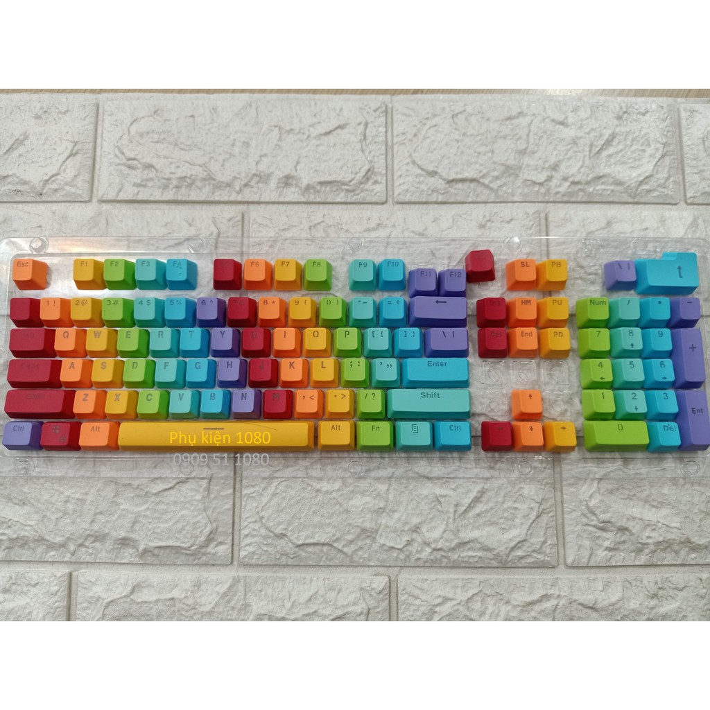 Keycap pbt Rainbow double shot xuyên led