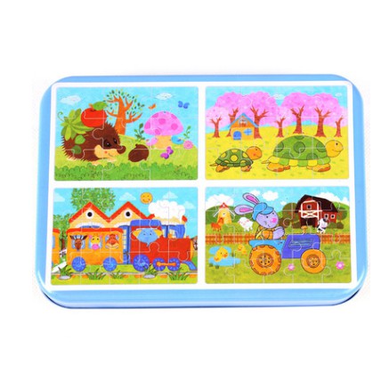 bộ 4 tranh Ghép Hình Puzzle Tổng Hợp - ĐỘNG VẬT HOANG DÃ (thỏ, rùa)