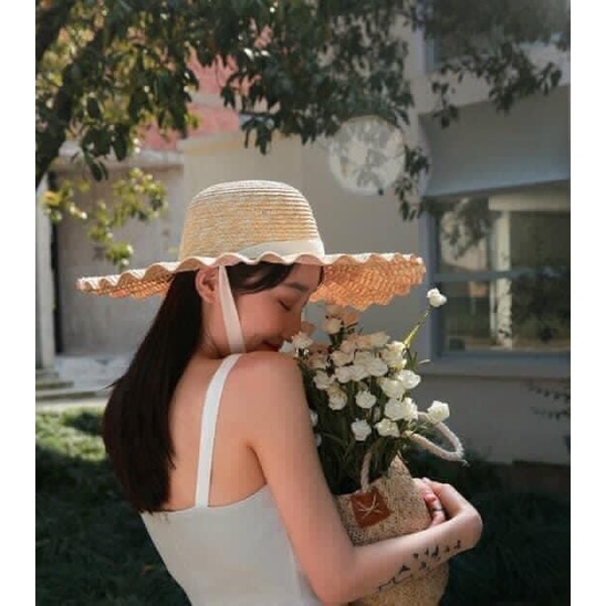 [CÓ SẴN-ẢNH THẬT]  Nón cói vành rộng cột dây