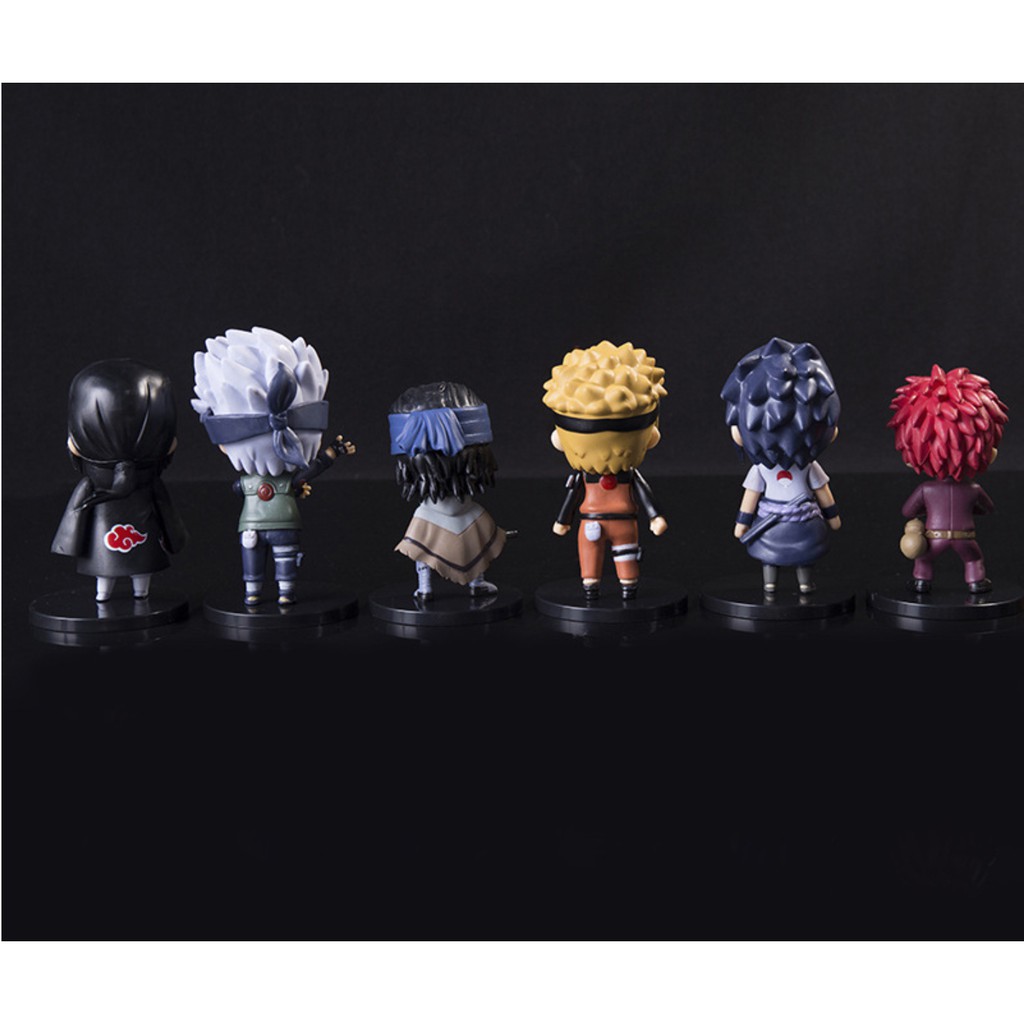 Set 6 Mô hình Naruto Chibi Cỡ Lớn 10cm Itachi Kakashi Naruto Sasuke Gaara Figures